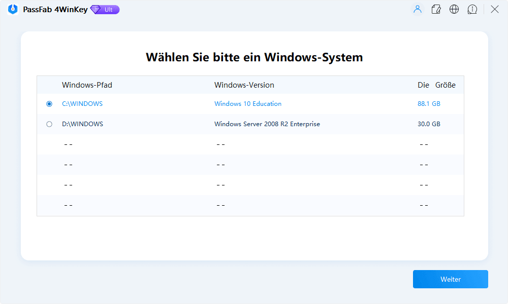 system auswählen